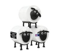 Sheep Toilet Roll Holder - Set of 3 - Free Standing Black Loo Roll Storage - 3D Printed Cute Bathroom Decor - Hilarious Plastic Tissue Paper Holder - Novelty Gift for Home, Kids & Guests