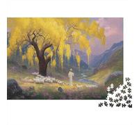 Sheep Under A Big Tree, Sacred Art of The RenaissancePuzzles Gemusterte Nachhaltige Puzzles Für Erwachsene Hochwertige Holzspielpuzzles 1000pcs (75x50cm)