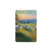 Sheep Walking Leisurely Pattern Car Air Fresheners 4 Pcs Rectangle Hanging Aromatherapy Tablets Scented Fresheners For Bedroom Bathroom