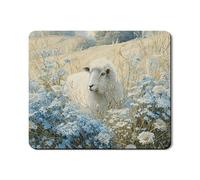 Sheep Washer Dryer Top Protector Mat, Blue Floral Country Style Washing Machine Top Cover, Rustic Rubber Anti-slip Waterproof Washer And Dryer Mats for Laundry Room 20x24 Inch