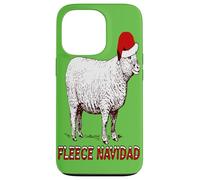 Sheep Wearing Santa Hat And Pun Fleece Navidad Case for iPhone 13 Pro