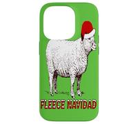 Sheep Wearing Santa Hat And Pun Fleece Navidad Case for iPhone 14 Pro