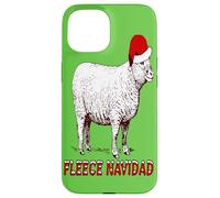 Sheep Wearing Santa Hat And Pun Fleece Navidad Case for iPhone 15