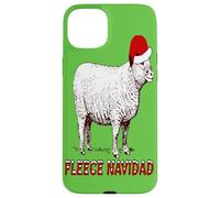 Sheep Wearing Santa Hat And Pun Fleece Navidad Case for iPhone 15 Plus