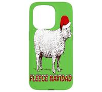 Sheep Wearing Santa Hat And Pun Fleece Navidad Case for iPhone 15 Pro