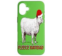 Sheep Wearing Santa Hat And Pun Fleece Navidad Case for iPhone 16 Plus