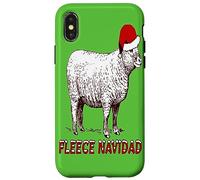 Sheep Wearing Santa Hat And Pun Fleece Navidad Case for iPhone X/XS
