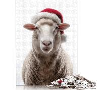 Sheep Wearing Santa Hat Puzzles 1000 Pieces Puzzle Adult Jigsaw Puzzle Home Decoration Puzzle Toys 1000pcs (75x50cm)