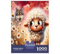 Sheep Wolf Daisy 1000 Piece Jigsaw Puzzle Bundle Cute Wild Pair Jigsaw Puzzle Extra-Thick Cardboard Jigsaw Puzzle Collector Mind Relaxation Office Break Travel 70x50cm/1000pcs