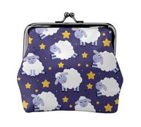 Sheep Women's Leather Kiss-Lock Coin Purse,Double-Sided Full Print Pattern,Ultra-Fine Fiber Leather,Small Clutch Wallet for Cash,Cards,Coins