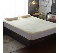 Sheep Wool Fleece Mattress Topper, Plush Soft Breathable Bed Protector Pad, Folding Floor Mat, Winter Warmth, Long Hair Design