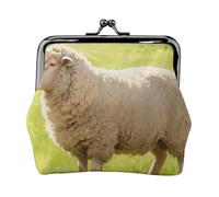 Sheep Wool Fluffy Leather Coin Purse for Women-Small Kiss Lock Wallet, Mini Card Holder for Keys Lipstick, Cute Change Purse for Travel