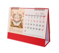 Sheep Year Desk Calendar with Gold Foil Embossed Paper Stand | Red Vintage Tent Style, Easy Viewing Angle, for Home Office and Executive Desk Use