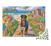 Sheepdog 1000 Piece Classic Jigsaw Puzzles Couple Partners Stress Relief Brain Training Thick Cardboard Happy Playing Dog Puzzle 52x38cm/1000pcs