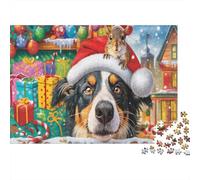Sheepdog 1000 Piece Classic Jigsaw Puzzles Couple Partners Stress Relief Brain Training Thick Cardboard Happy Playing Dog Puzzle 70x50cm/1000pcs