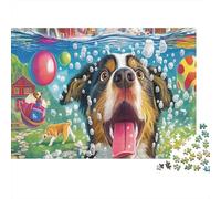 Sheepdog 1000 Piece Classic Jigsaw Puzzles Couple Partners Stress Relief Brain Training Thick Cardboard Happy Playing Dog Puzzle 70x50cm/1000pcs