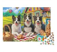 Sheepdog 1000 Piece Heavy-duty Cardboard Collie Picnic Puzzle for Kids 12+ Easy Grip Pieces Retirement Gift Zero-gap Fit 38x26cm/1000pcs