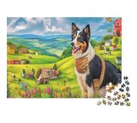 Sheepdog 1000 Pieces Classic Jigsaw Puzzles Couple Partners Stress Relief Logic Skill Happy Playing Dog Puzzle Sturdy Cardboard Family Interactive Games Gift 38x26cm/1000pcs