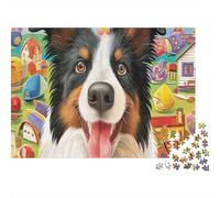Sheepdog 1000 Pieces Classic Jigsaw Puzzles Couple Partners Stress Relief Logic Skill Happy Playing Dog Puzzle Sturdy Cardboard Family Interactive Games Gift 38x26cm/1000pcs