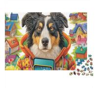 Sheepdog 1000 Pieces Jigsaw Puzzles Bundle Adults Happy Playing Dog Jigsaw Brain Training Logic Skill Recycled Cardboard Great Gift for Women And Men 52x38cm/1000pcs