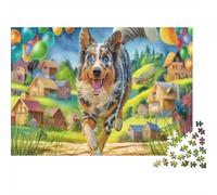 Sheepdog 1000 Pieces Jigsaw Puzzles Bundle Happy Playing Dog Classic Jigsaw Puzzles Couple Partners Stress Relief Brain Training Sturdy Cardboard Beautiful Decoration Gift Idea 38x26cm/1000pcs