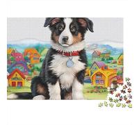 Sheepdog 1000 Pieces Jigsaw Puzzles Engaging Educational Games Collie by Houses Jigsaw Puzzles Beautiful Decoration for Adults & Families 70x50cm/1000pcs