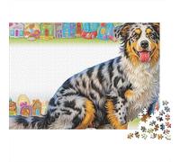 Sheepdog 1000 Pieces Jigsaw Puzzles Engaging Educational Games Merle Collie Portrait Jigsaw Puzzles Unique Puzzle Gift for Adults And Kids 38x26cm/1000pcs