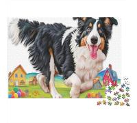 Sheepdog 1000 Pieces Jigsaw Puzzles Happy Playing Dog Jigsaw Puzzles Bundle Adults Jigsaw Ultra Difficult Concentration Training Thick Cardboard Wall Decor Holiday Activity 70x50cm/1000pcs