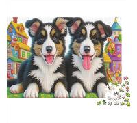 Sheepdog 1000Pc Puzzle for Adults & Kids: Two Dogs with Tongues Out Fun Present & Activity for Home Age 12 Years Up 52x38cm/1000pcs