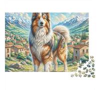 Sheepdog Countryside Mountain View 1000 Piece Jigsaw Puzzle Jigsaw Puzzle for Adults Night View Puzzle Game for Family Relaxing Decor Gift 52x38cm/1000pcs
