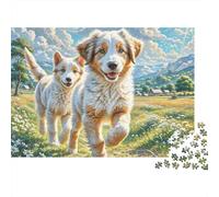 Sheepdog in Meadow 1000 Piece Jigsaw Puzzle Paper for Adults Countryside View Puzzle Game 70x50cm/1000pcs