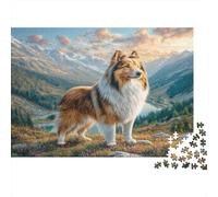 Sheepdog Mountain Scene 1000 Piece Jigsaw Puzzle Paper for Adults High Altitude View Puzzle Game for Family 38x26cm/1000pcs