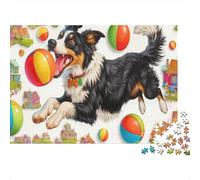 Sheepdog Puzzle for Adults Dogs Playing with Balls Fun Present & Activity for Home 38x26cm/1000pcs