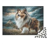 Sheepdog Scotland Castle Jigsaw Puzzle for Adults 1000 Piece Jigsaw Puzzle Relaxation Focus Home Decor Gift 38x26cm/1000pcs