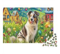 Sheepdog1000 Piece Thick Cardboard Jigsaw Puzzle Set for Kids And Adults,Collie Wildflower Meadow Casual Puzzle Home Decoration Jigsaw Indoor Leisure Jigsaw52x38cm/1000pcs