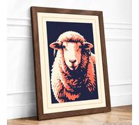 Sheep's Head Rustic Framed Wall Art Print A3 (42×29.7cm) Walnut, Wall Decor for Living Room, Bedroom, Office & Home, Ready to Hang, Art Gift