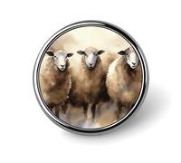 Sheeps Watercolor Badge,Comfort Light in Weight Round Emblem Cute Funny Decor Brooch Smooth Does Not Fade Badges for Hats Jackets Coat Shirt