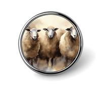 Sheeps Watercolor Badge Holder Personalized Metal Button Pin Fashion Round Badge with Pattern Pin DIY Button Badges Exquisite Brooch Crafts Gift Clothes Decorative Pins