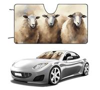 Sheeps Watercolor Car Windshield Sun Shade Keep Car Interior Cool 55"x30" Folding Front Window Sun Shade, Heat Shield for SUV, Truck, Blocks UV