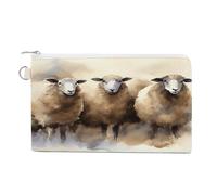 Sheeps Watercolor Coin Purse with Zipper Coin Wallet Coin Pouch Canvas Change Purse Pouch Zero Wallet Coin Bag