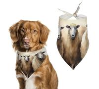 Sheeps Watercolor Dog Bandana Triangle Dog Scarf Washable Polyester Dog Bibs Cute Pet Bandana for Medium Large Dogs Puppy and Cats