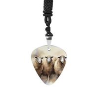 Sheeps Watercolor Guitar Pick Necklace Exquisite Cool Pendant Necklaces Titanium Steel Personalized Necklaces Fashion Guitar Pick Holder Necklace Unisex Unique Gifts