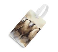 Sheeps Watercolor Luggage Tag Classic Personalized Repeated Luggage Tag Cute Unique Travel Essentials Identifiers for Women Men Baggage Backpack Handbag Suitcase