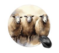 Sheeps Watercolor Round Mouse Pad Smooth Glide Gaming Mousepad Extra Density Portable Comfortable Mouse Mat for Desk, Home, Office 7.8x7.8 Inches