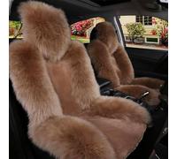 Sheepskin Car Seat Covers - Warm Fluffy Long Wool Front Seat Covers, Luxury Universal Fit for Car, Truck, or Van （1 pc / 53 * 138cm） Brown,1 pc