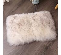 Sheepskin Pet Bed Mat 100% Sheepskin Deluxe Dog Crate Pad Ultra Soft Durable Self Warming Kennel Mattress for Dogs and Cats (White with Black Tip)