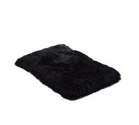 Sheepskin Pet Bed - Soft Dense Merino-Cross Sheepskin for Cats & Dogs - Ultra-Plush Rectangular Pet Rug for Basket, Sofa or Floor, Naturally Temperature-Regulating, Luxurious Comfort- Medium/Black