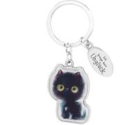 Sheepworld Black Cat Keyring | Pendant in Cat Shape, Length 7.5 cm, Metal, Epoxy, with Keyring | Gift, Birthday Gift, Cat Friends | 74852
