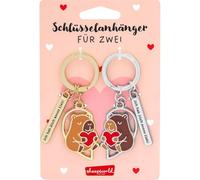 Sheepworld Couple Keyring with Capybara Motif, 2 Pendants with Key Ring and Charm, Metal, Epoxy, Length 8.7 cm, Gift for Two, Valentine's Day, 75300