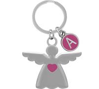 Sheepworld Guardian Angel Keyring with Initials, Length 6.5 cm, Metal, Birthday, Christening, Communion Gift, Motif A Pink, Länge 6,5 cm, Motif "A pink"
